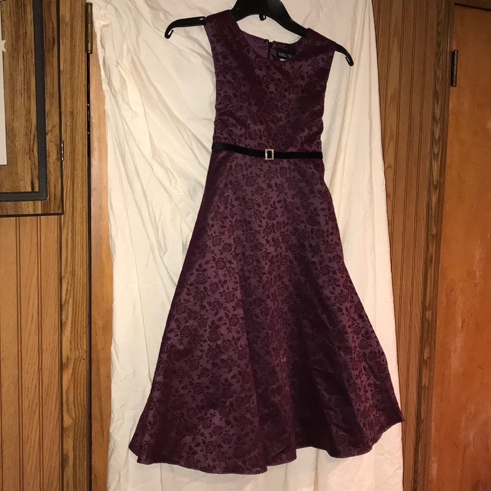 Children’s velvet printed dress with jeweled belt